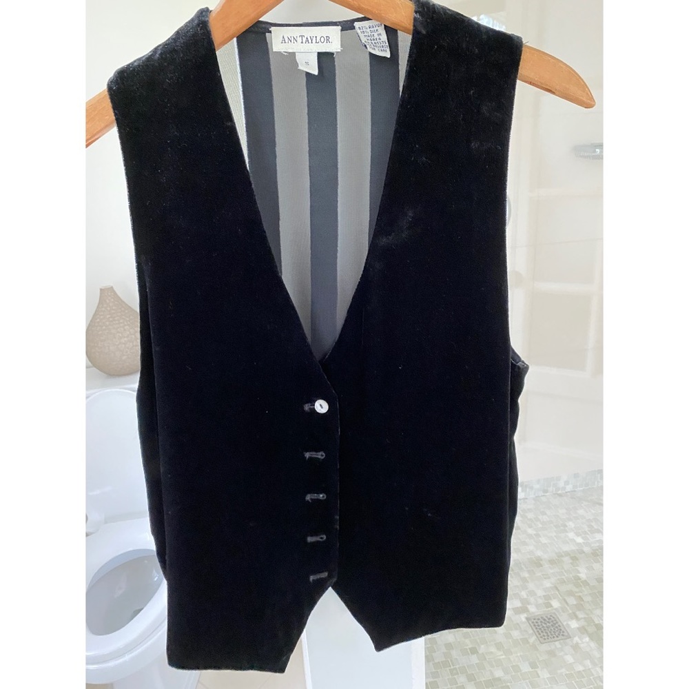 Black velvet striped Ann Taylor vest